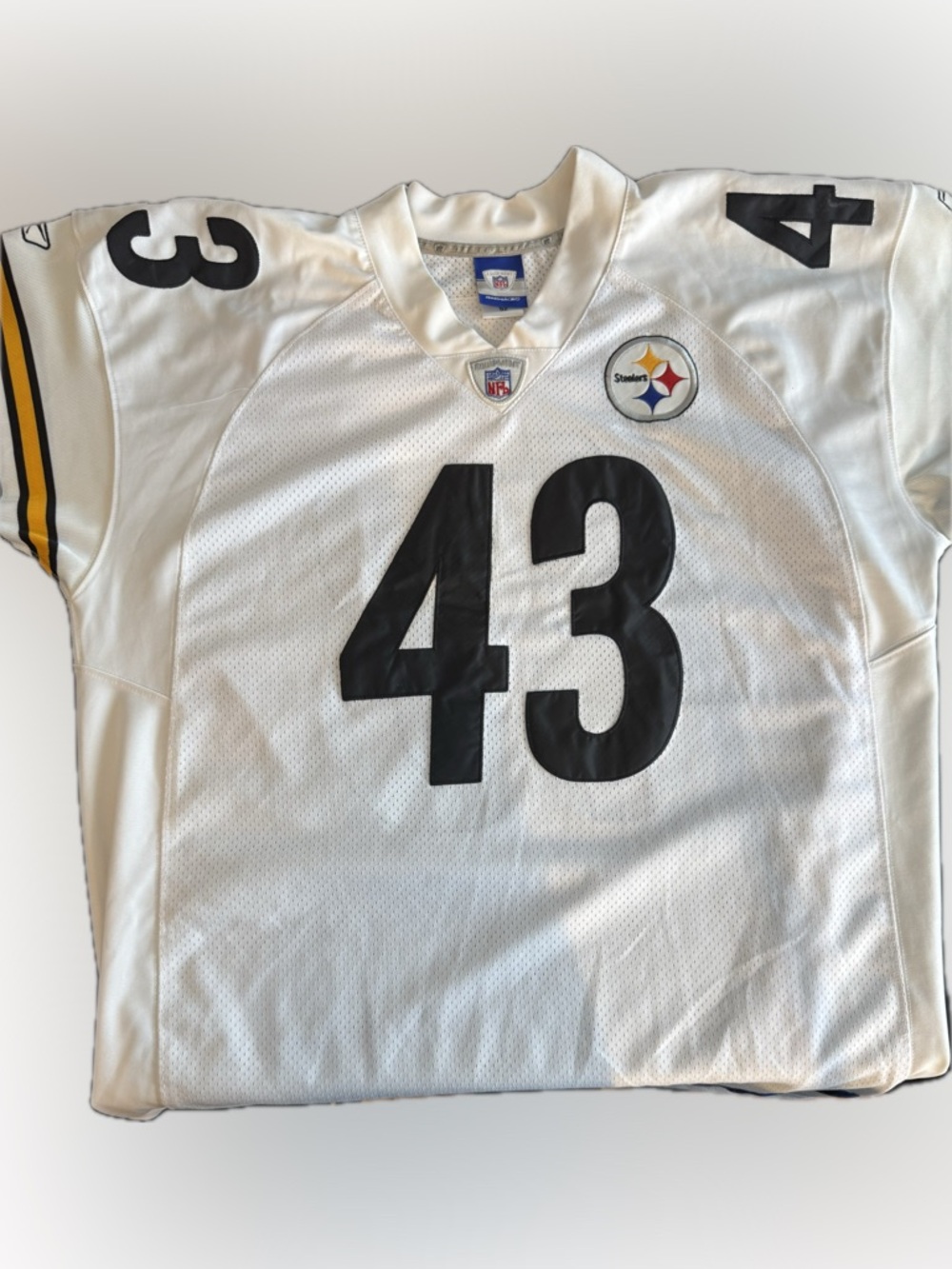 Authentic Reebok Steelers Polamalu #43 Jersey White NFL Equipment Size 52